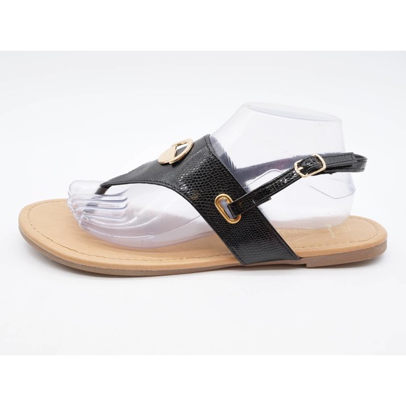 Karyns Collections Womens 11 Slingback Sandals Black Snake Embossed Faux Leather - Picture 2 of 10